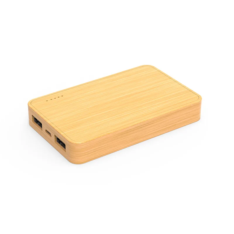 Wholesale print logo mobile charger fast charging waterproof slim bamboo 5000mah gift wooden wireless power bank set