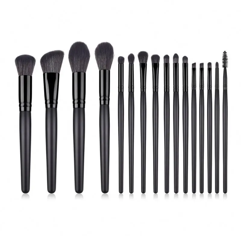 Manufacturer Latest Design Fashion 16 Pcs Black Sparkle Professional Makeup Brush Set