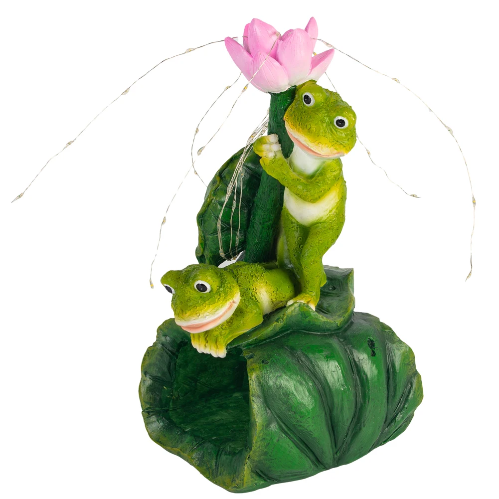 Solar Frog Resin Crafts for Outdoor, Garden Downspout Diverter for Patio, Yard, Lawn