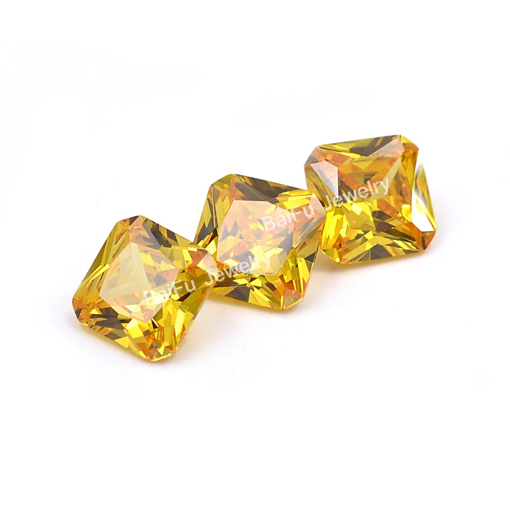 Wholesale price 5A quality loose zircon gemstone machine cut yellow octagon shape synthetic cz cubic zirconia