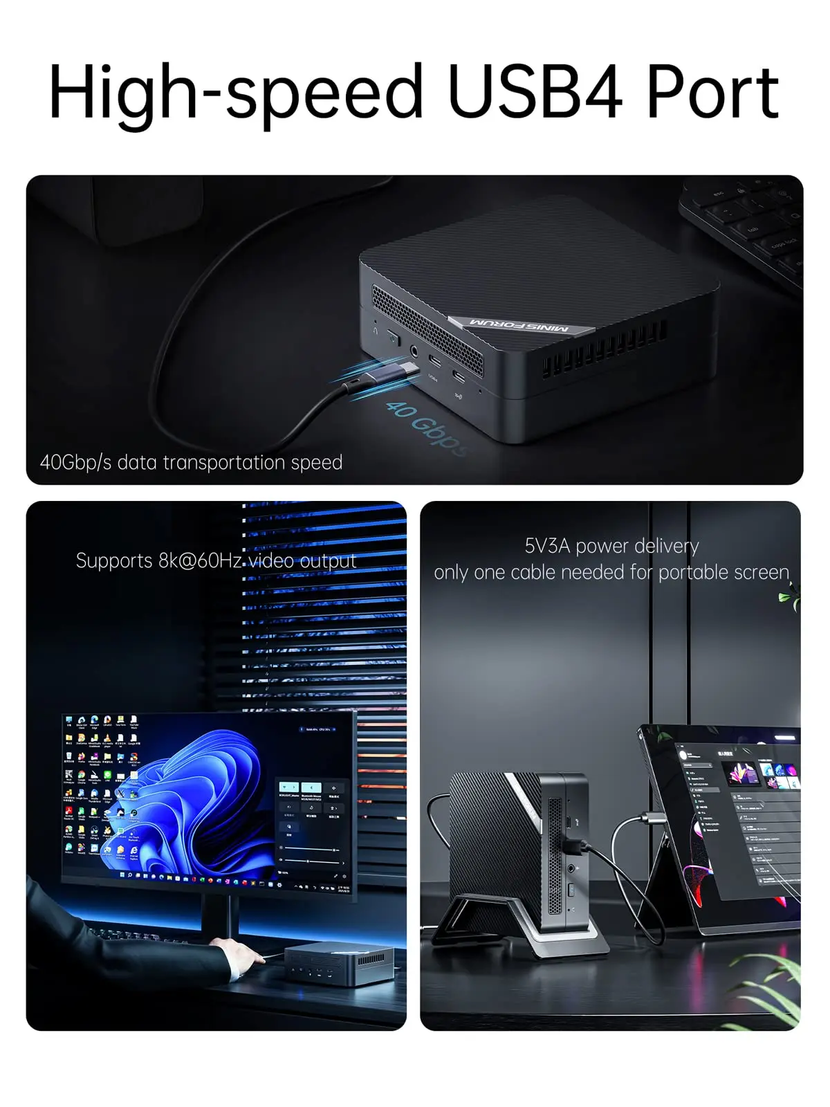 MINISFORUM UM773 Lite New Small Desktop Computer AMD Ryzen 7 Portable Office PCIe4.0 SSD Windows 11 Pro Barebone Gaming Mini PC