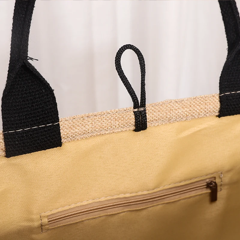 wholesale fashion printed tote bags women shopping jute tote bag of boho pattern