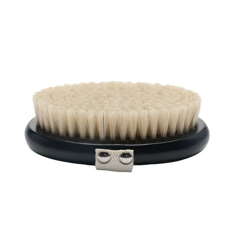 Factory Wholesale Black 100% Natural Vegan Sisal Bristle Exfoliating Brush Bamboo Wooden Handle Shower Dry Body Bath Brush