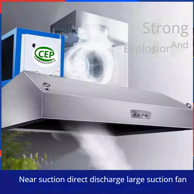 Stainless Steel Range Hood Commercial Purifier Smoke Exhaust Hood Environmentally Friendly Fried Chicken For Restaurant Use