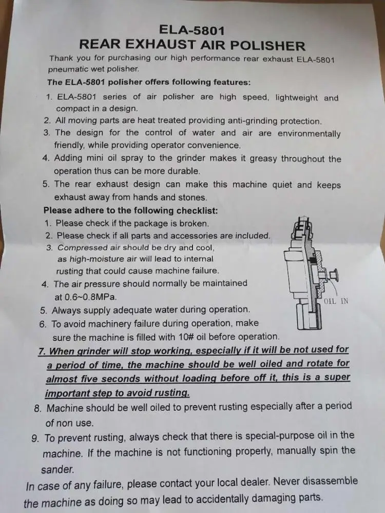 
Rear Exhaust Air Wet Polisher for marble stone jade 