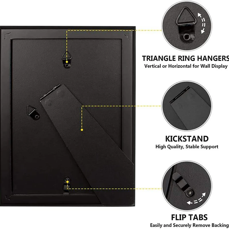 Custom A1 A2 A3 A4 2x3 3x5 5x7 11x14 16x20 Home Simple Stylish Modern Wooden Black Photo Picture Frame Mini Photo Frames