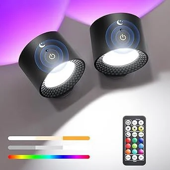 2 в 1 Rmt & Touch Ctrl перезаряжаемая регулировка яркости с таймером вверх и вниз RGB W настенный светильник для чтения прикроватный отель