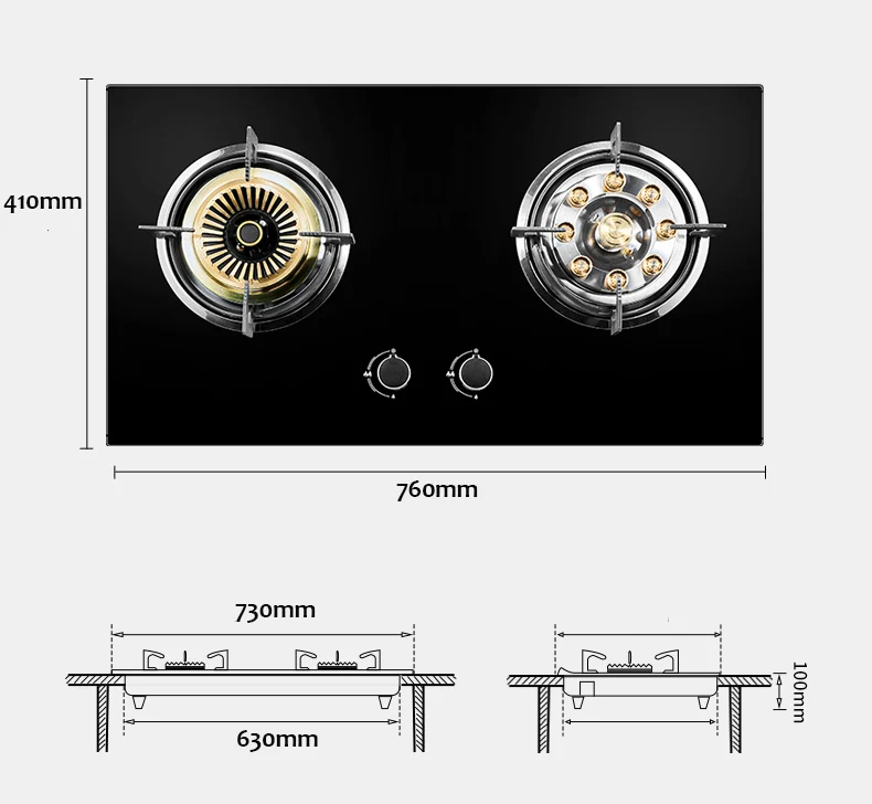 
Built-in 2 burners gas stove/cooking gas cooktop/tempered glass gas hob 