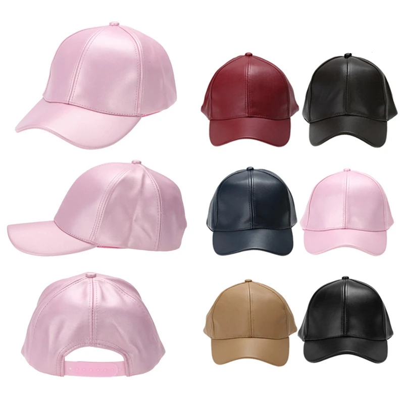 Unisex Men Women pu Leather Baseball Cap Snapback Outdoor Sport Adjustable Fashionable Hat