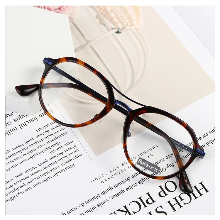 
 Модные дизайнерские ретро круглые очки с двойной перемычкой, ацетатная оптическая оправа для очков  