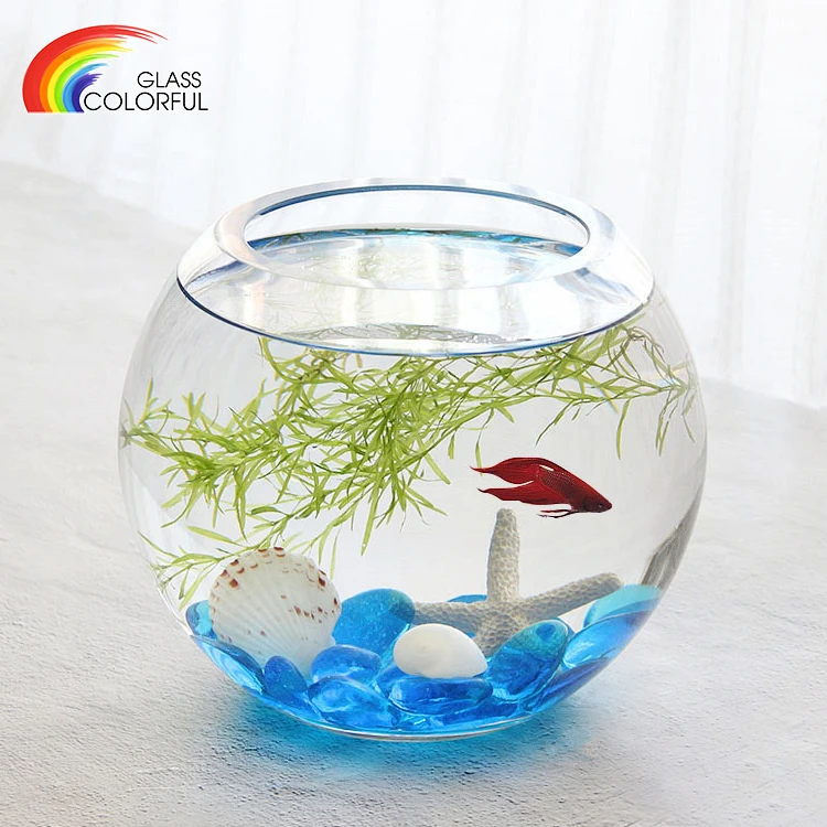 Mouth blown wholesale glass fish bowls large round customized sized clear glass fish bowl