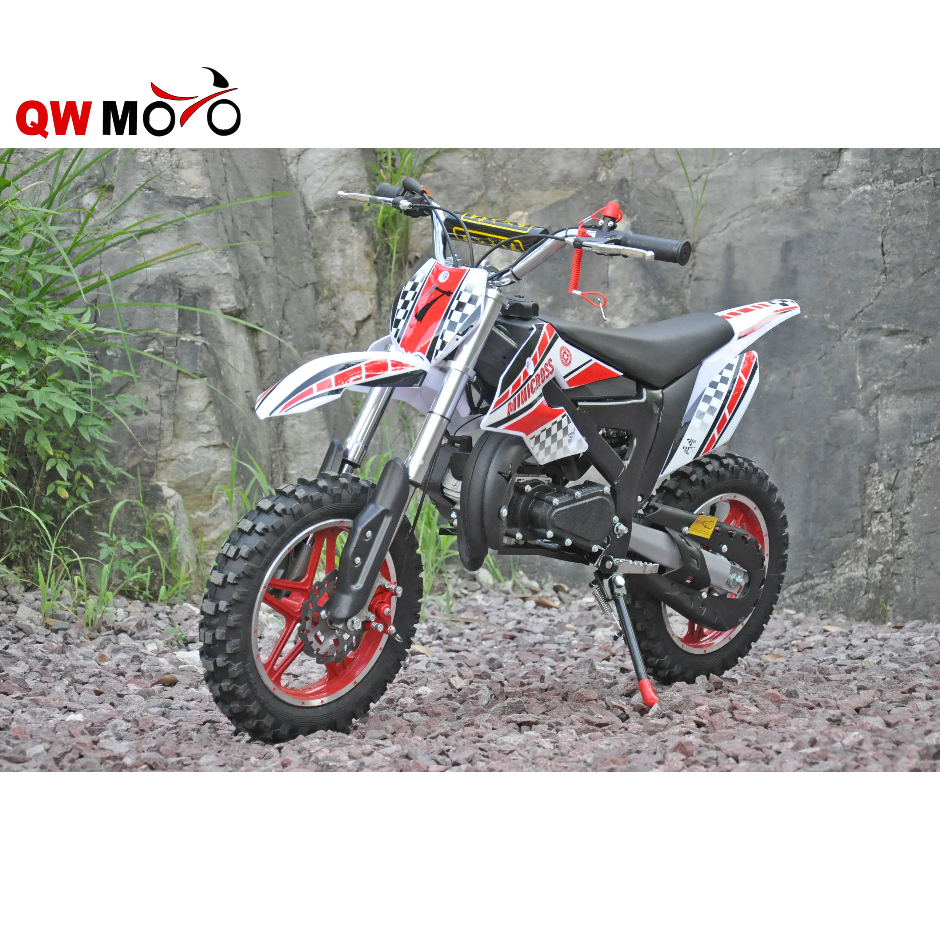 QWMOTO 2019 CE 50CC 2 stoke Kids Mini Dirt Bike for sale with electric start