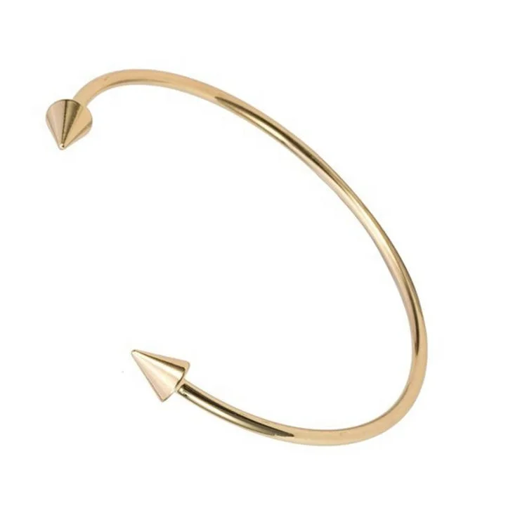 Fashion Jewelry Bracelets & Bangles 316L Stainless Steel Double Rivet Open Bangle 18k Gold Plated Cuff Bracelets Women