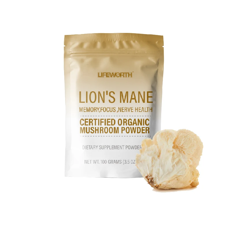 LIFEWORTH Private Label Immune Support Mushroom Superfood Blend Lions Mane Chaga Cordyceps Reishi Extract Nootropic Powder