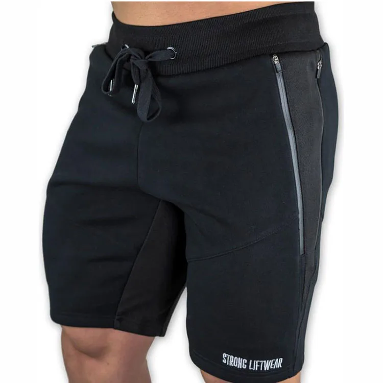 Custom Men Gym Fitness Workout Cotton Shorts With Zipper Gym  Shorts