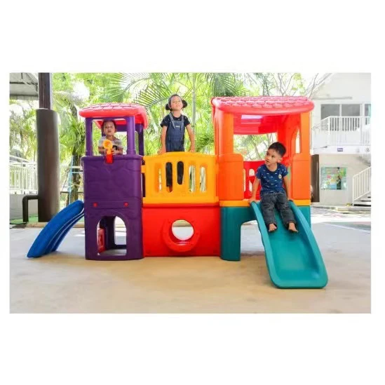 Kindergarten colorful indoor playground slide combination plastic playhouse toy