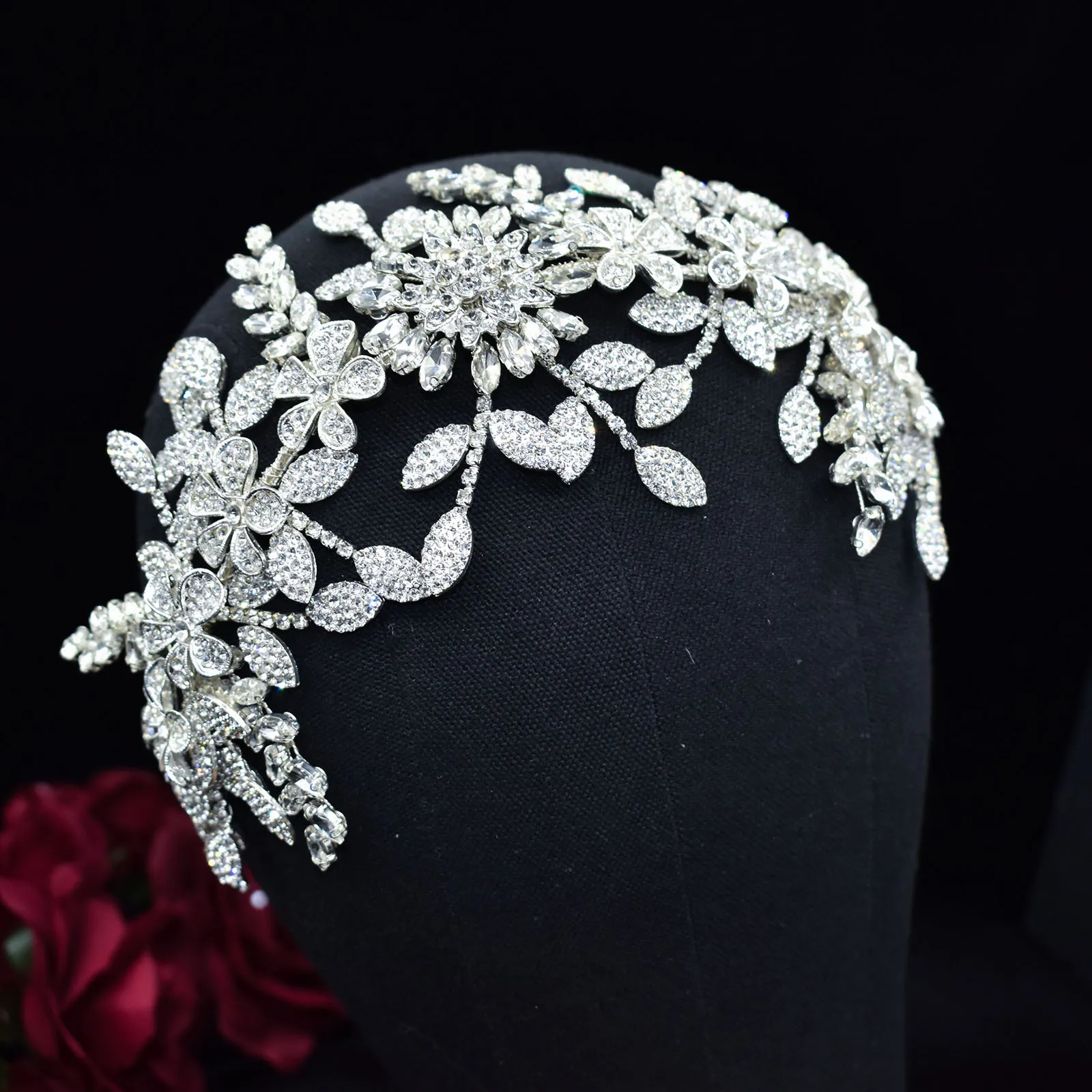 ROMANTIC Fashion Women Party Headpiece Rhinestone Women Flower Shape Bridal Headband