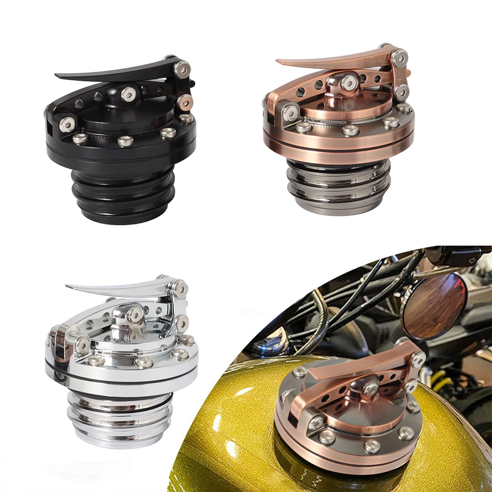 Motorcycle Black Gold Quick Release Fuel Gas Tank Oil Cap For Harley Touring 96