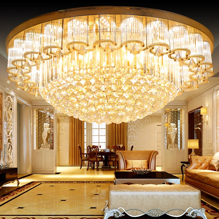 Luxury Led Round Crystal Chandelier Design Living Room Home Decor Lighting Decorating Ceiling Lamp  For Indoor Home Lighting