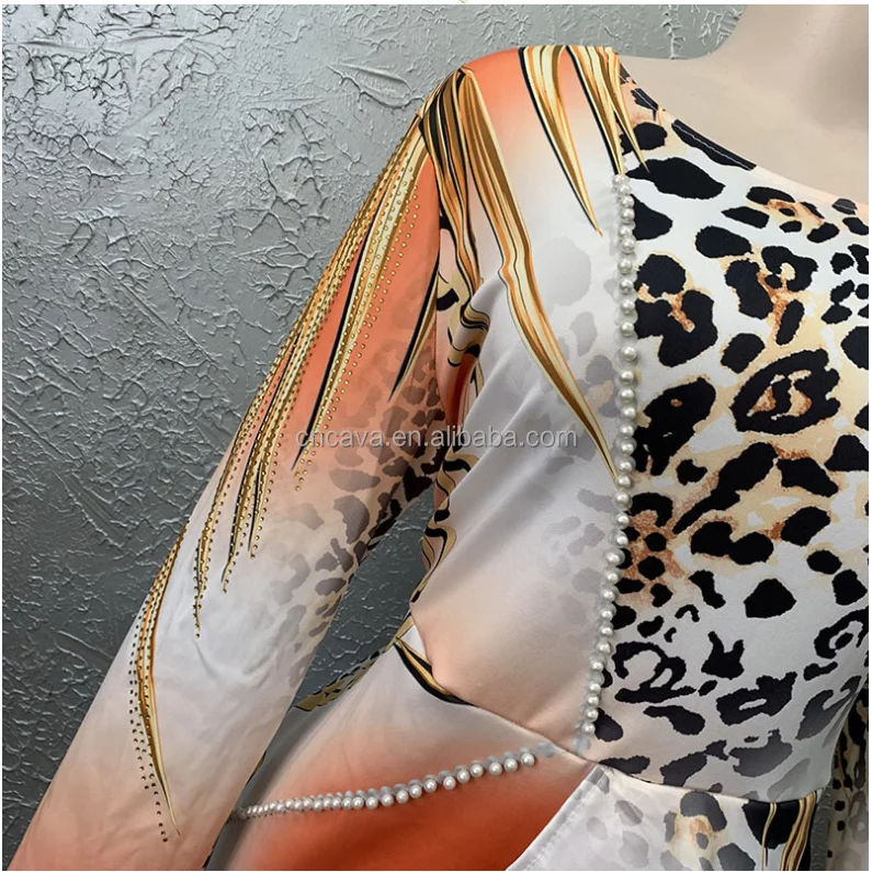 fashion sexy leopard printed casual long dresses dashiki african women elegant ruffle party maxi dress