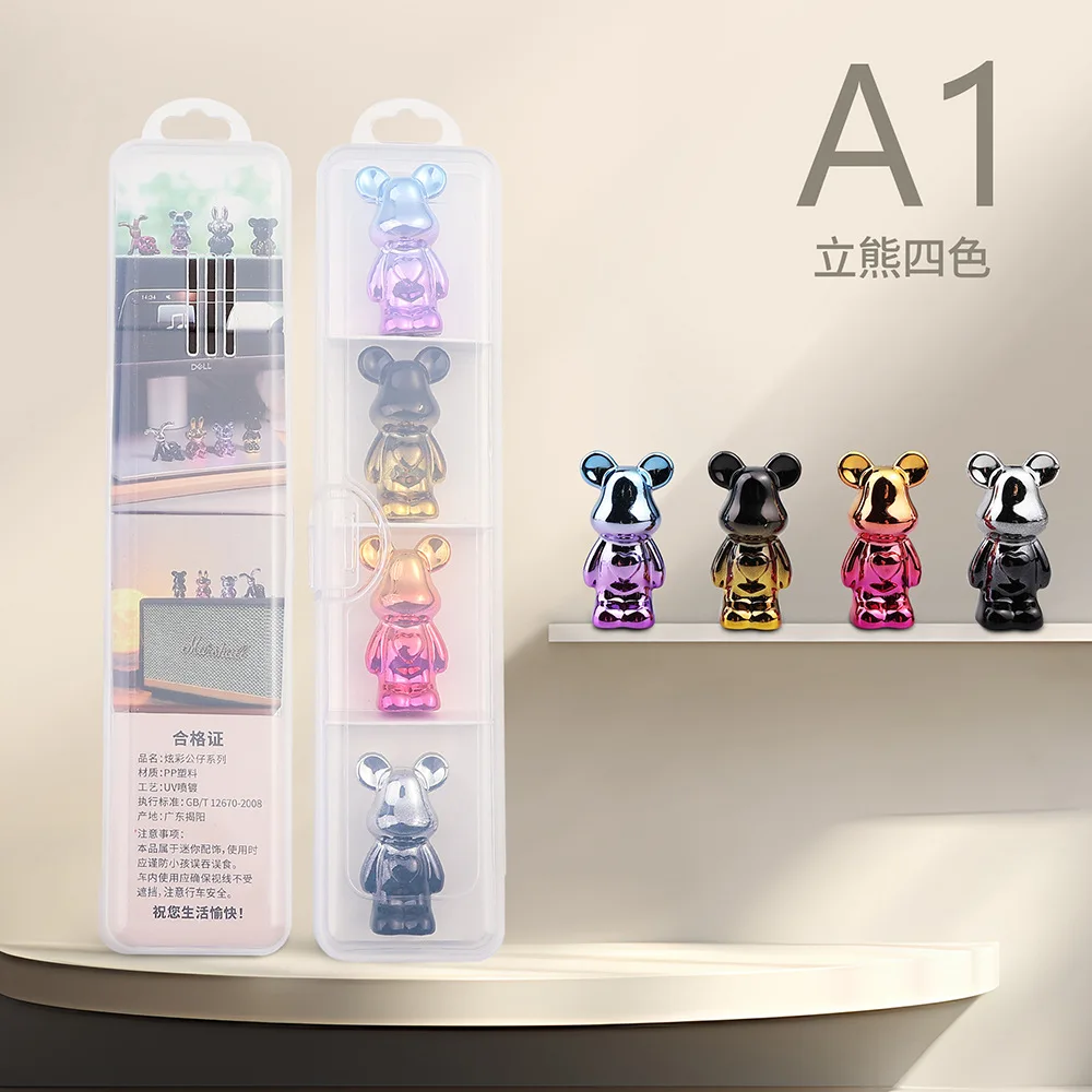 Colorful Artistic Bear and Rabbit Figurine Cartoon Interior Kits for Living Room and Desktop Placement Ornament for Car