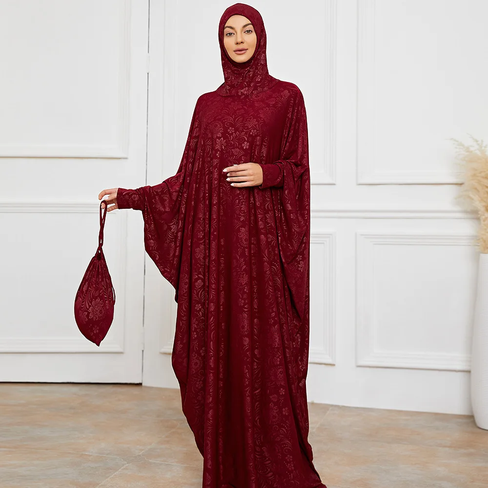 High Quality Abaya Women Muslim Turkish Arab Girls Jacquard Dresses Long Sleeves Islamic Clothing