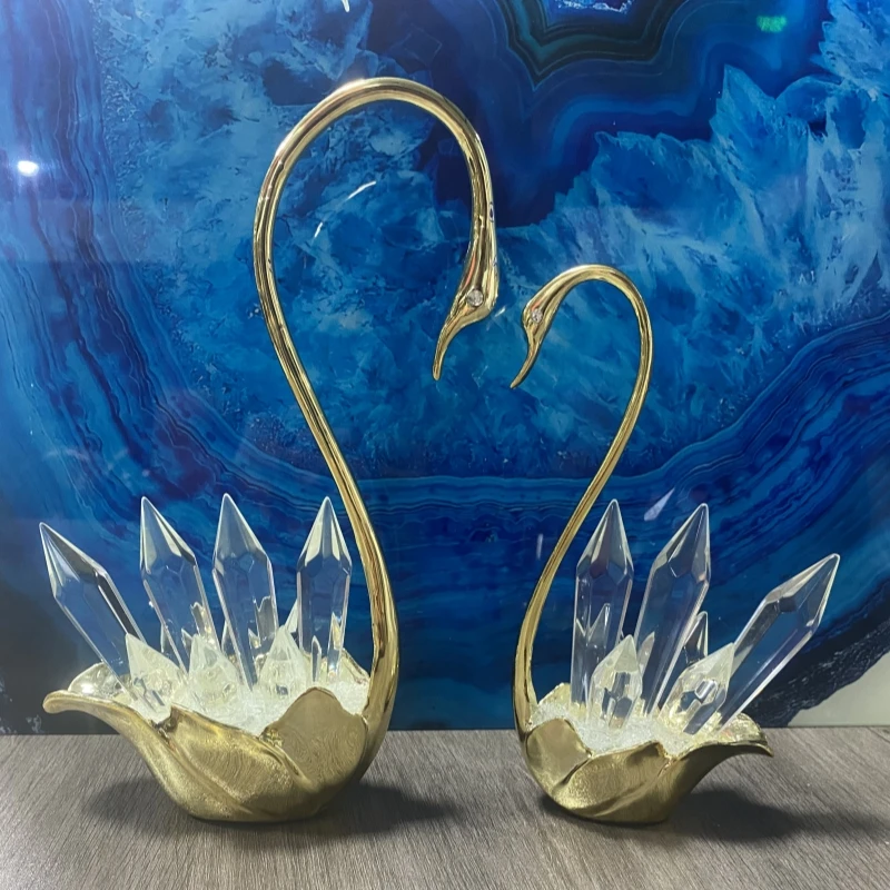 2024 Wedding Gifts Crystal Swan Decorations Desktop Animals Sculpture Office Interior Table Decor