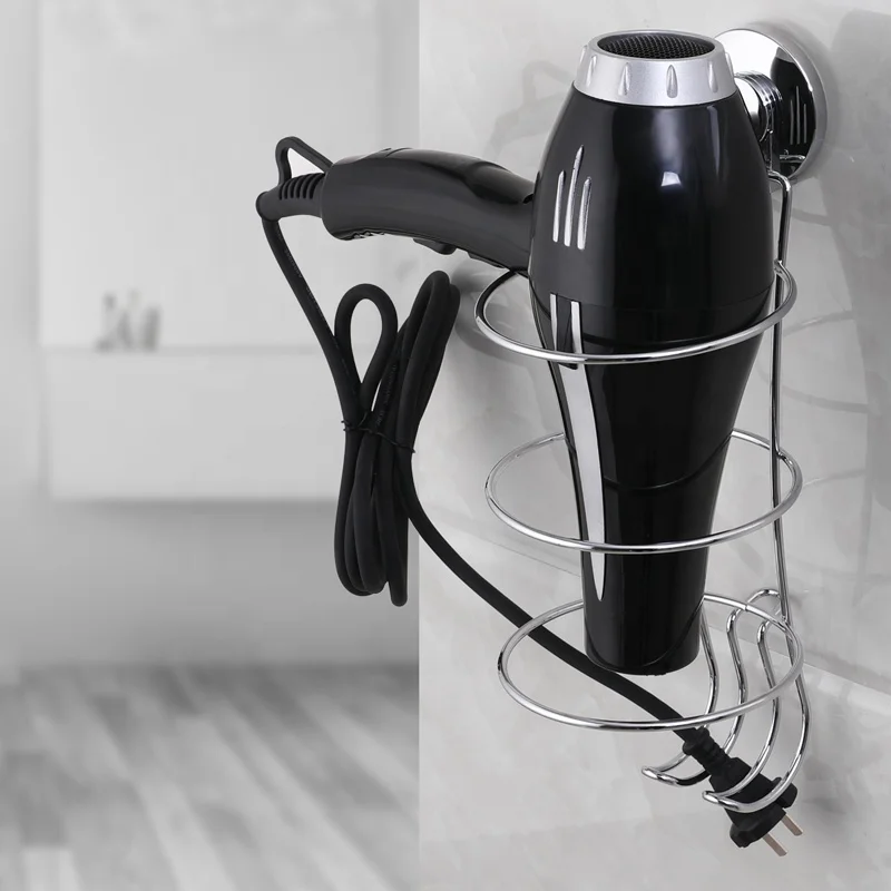 Steel Hair Dryer Holder Rack For Bathroom Storage Accessories With  Sucker Vacuum Suction Cup