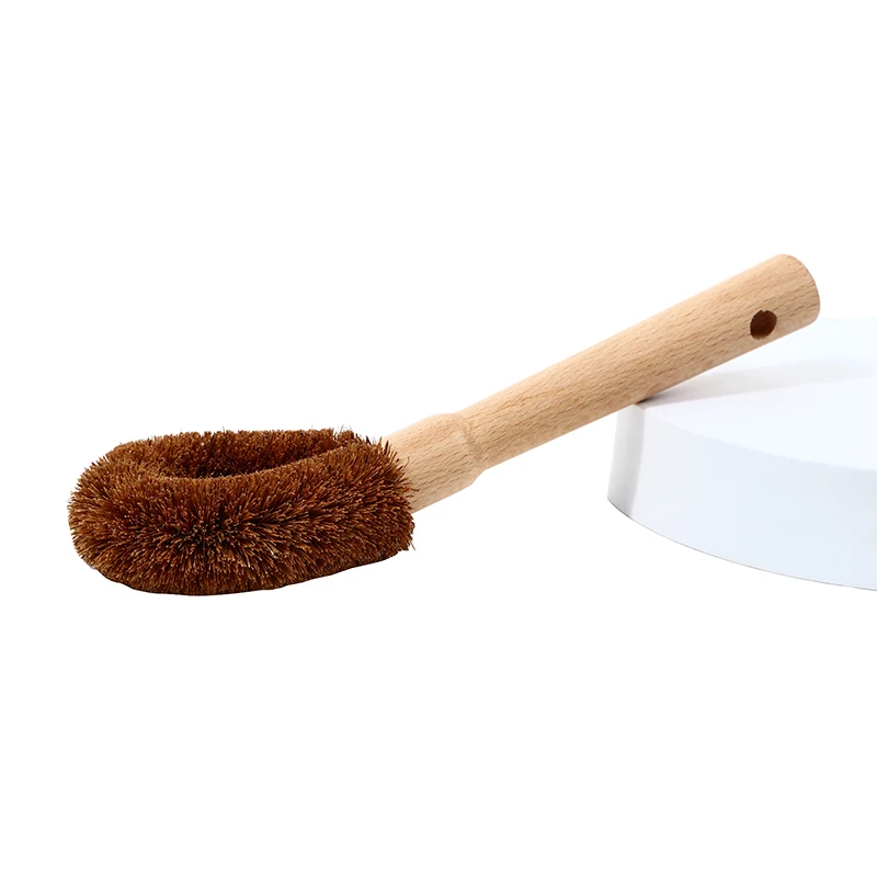 Natural durable coconut brown wire brush cleaner for washing dish bowel pan pot tea kettle cleaning brushes