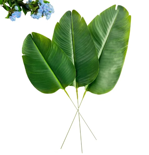Wholesale Artificial Latex Real Touch Green Banana Palm Plants Plastic Grass and Flower Wreath for Home Indoor Decoration