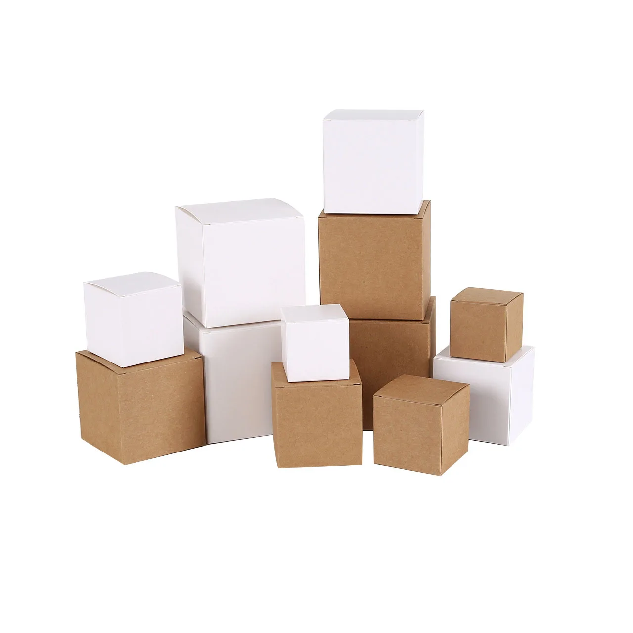 Wholesale Logo Custom White Square Digital Packaging Gift Boxes Brown Kraft Paper Cardboard Pure Color Folding Gift Paper Box