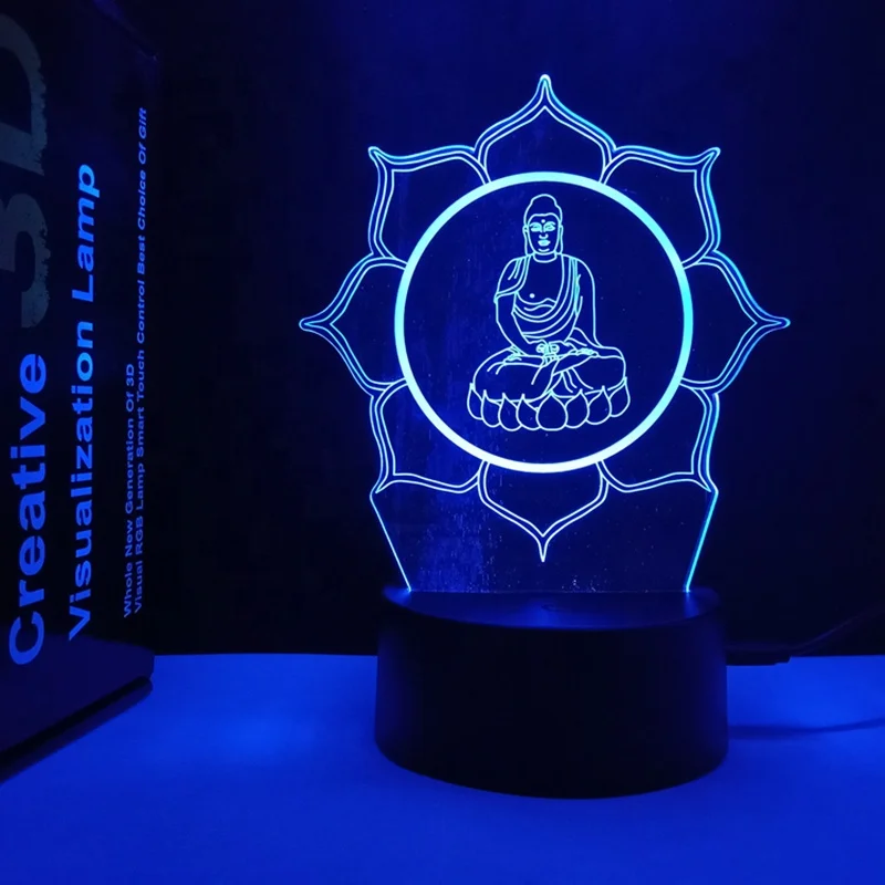 3D Illusion Jesus Night Light Lamp 7 Colors Gradual Changing Touch USB Buddha Table Desk Lamp Creative Gift or Home Decorations