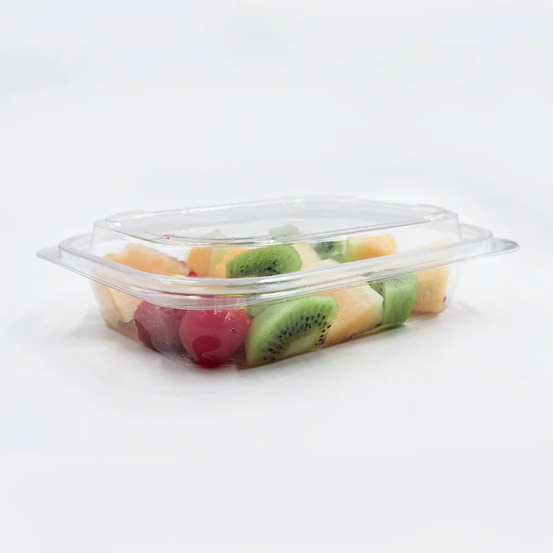 Disposable rectangle Plastic Fruit Salad Container Take away Packaging PET Vegetable salad Box
