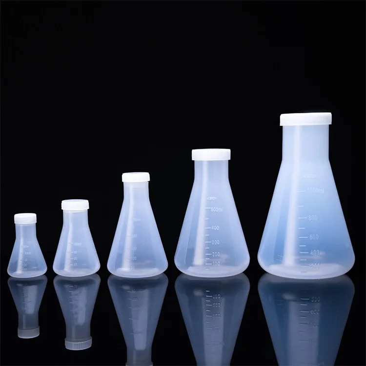 50ml 100ml 250ml 500ml 1000ml Lab pp Plastic Erlenmeyer Flasks with lid