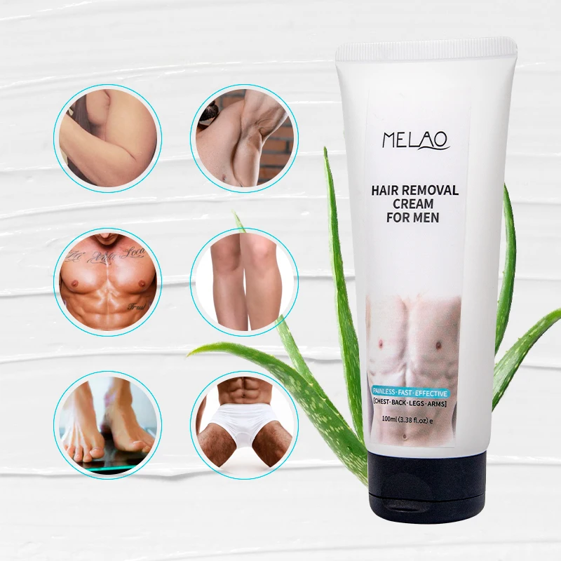 Private Label Natural  Body Hair Remover Lotion Painless Permanent Armpit  Powerful Depilatory Hair Removal Cream For Men