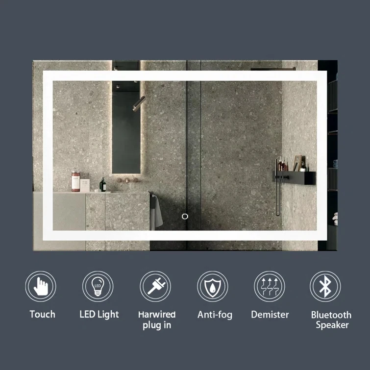 Modern Simple Home Decor Wall Mirror Frameless Led Bathroom Mirror With Lights