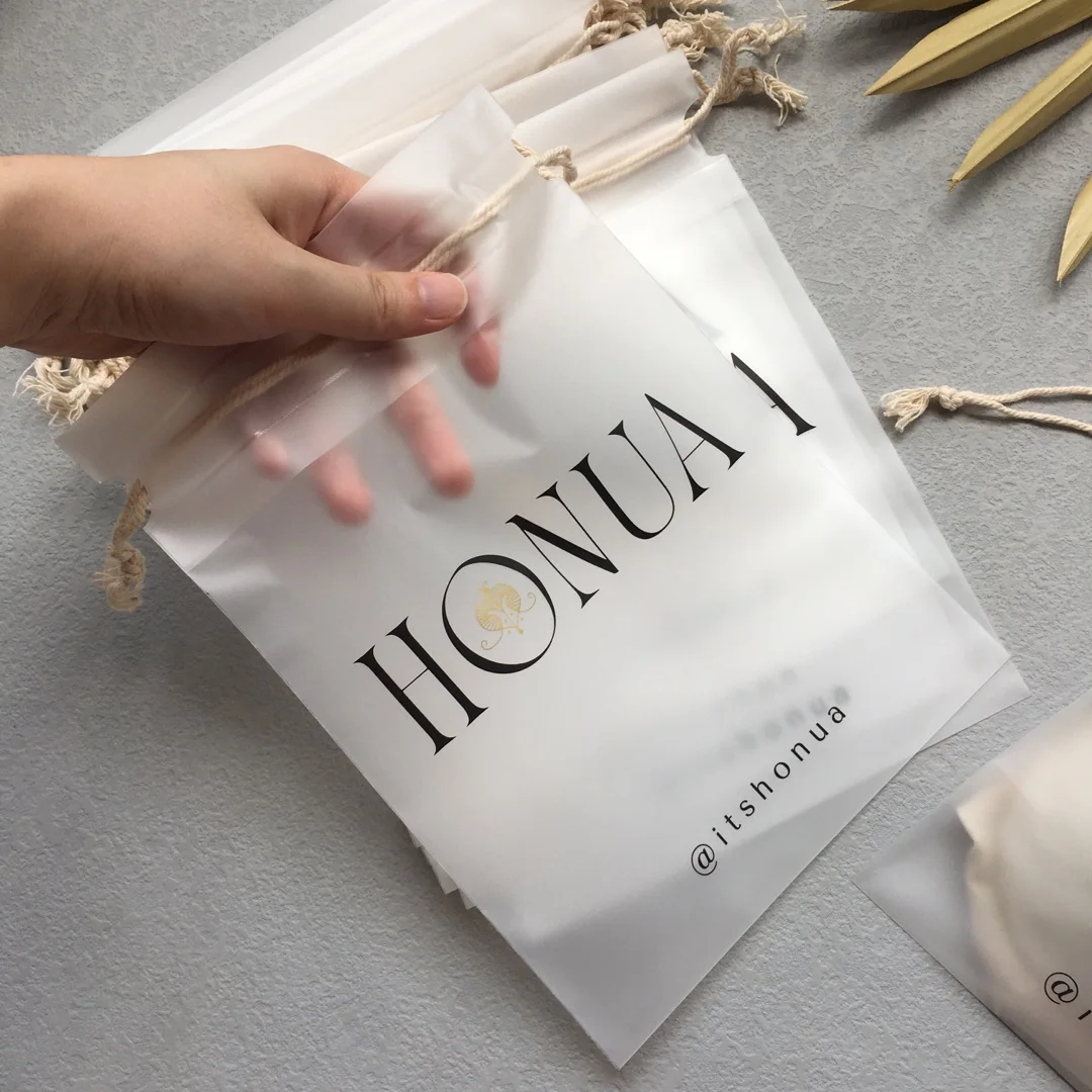 Biodegradable bag Plastic PVC drawstring bag Frosted EVA custom printing clothing packaging bag