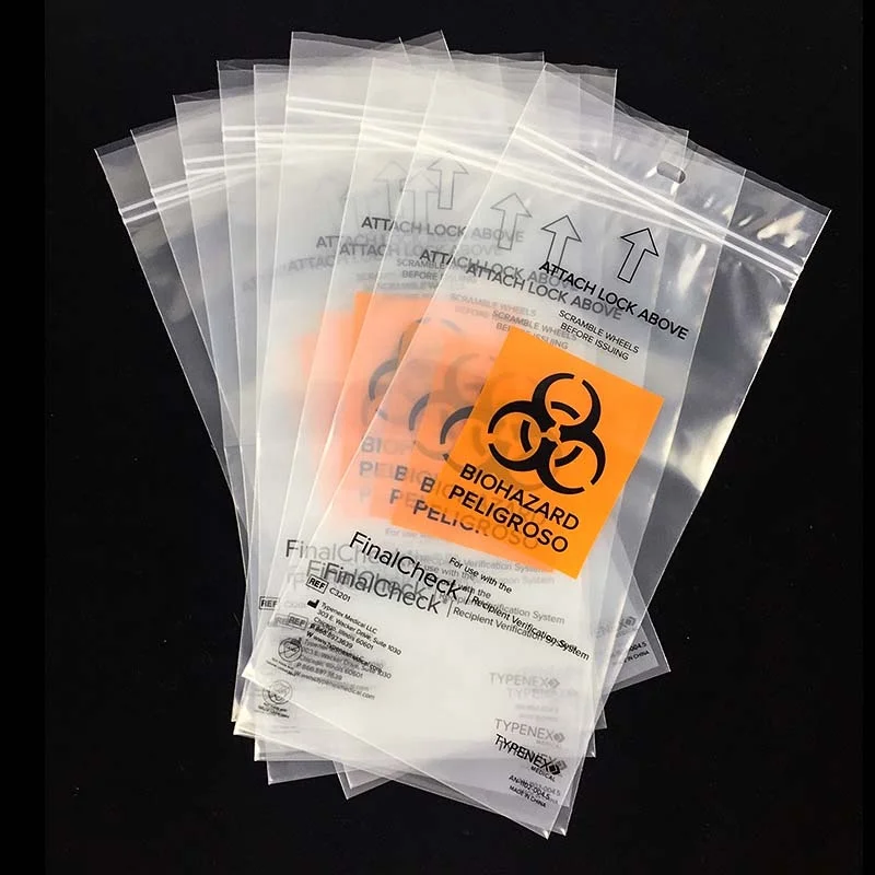 UN printed biohazard/medical specimen zipper bags
