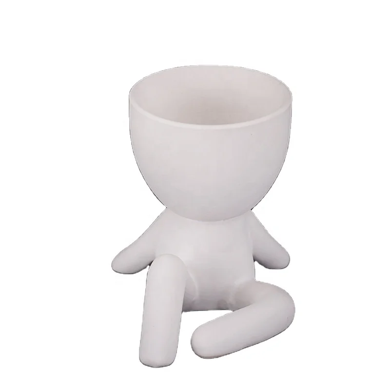 Nordic Creative Ceramic White Cartoon Body Art Flower Pot Decoration Living Room Bedroom Succulent Plant Pot Home Ornaments
