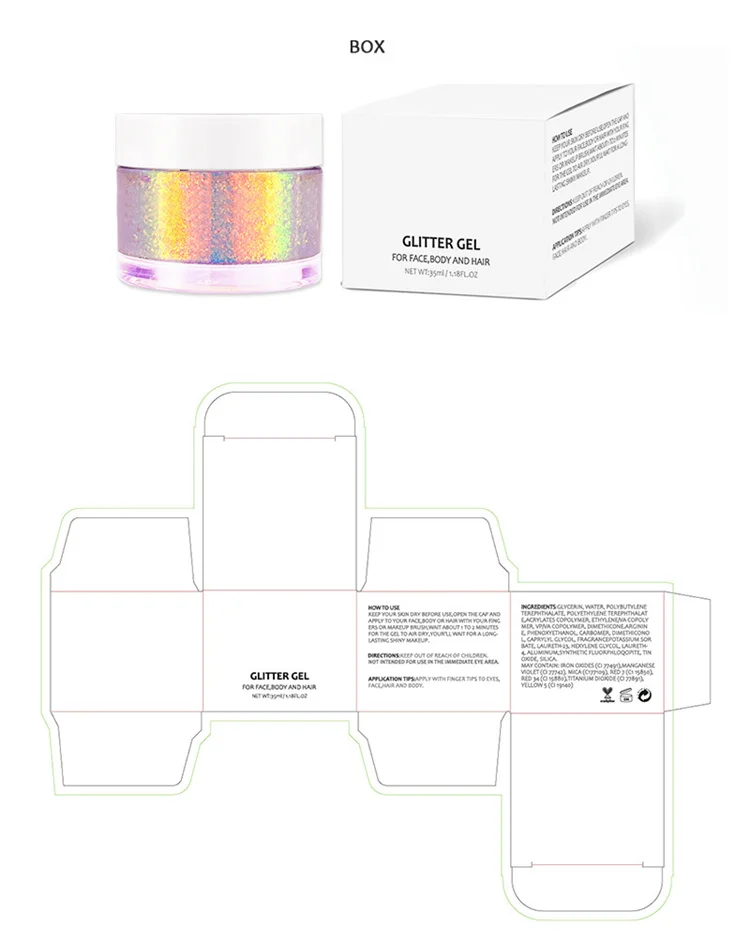 Sparkling Girls Biodegradable Light Blue Platinum Lip Gel Glitter Chunky Reflective UV Body Chameleon Glitter Gel For Kids Hair