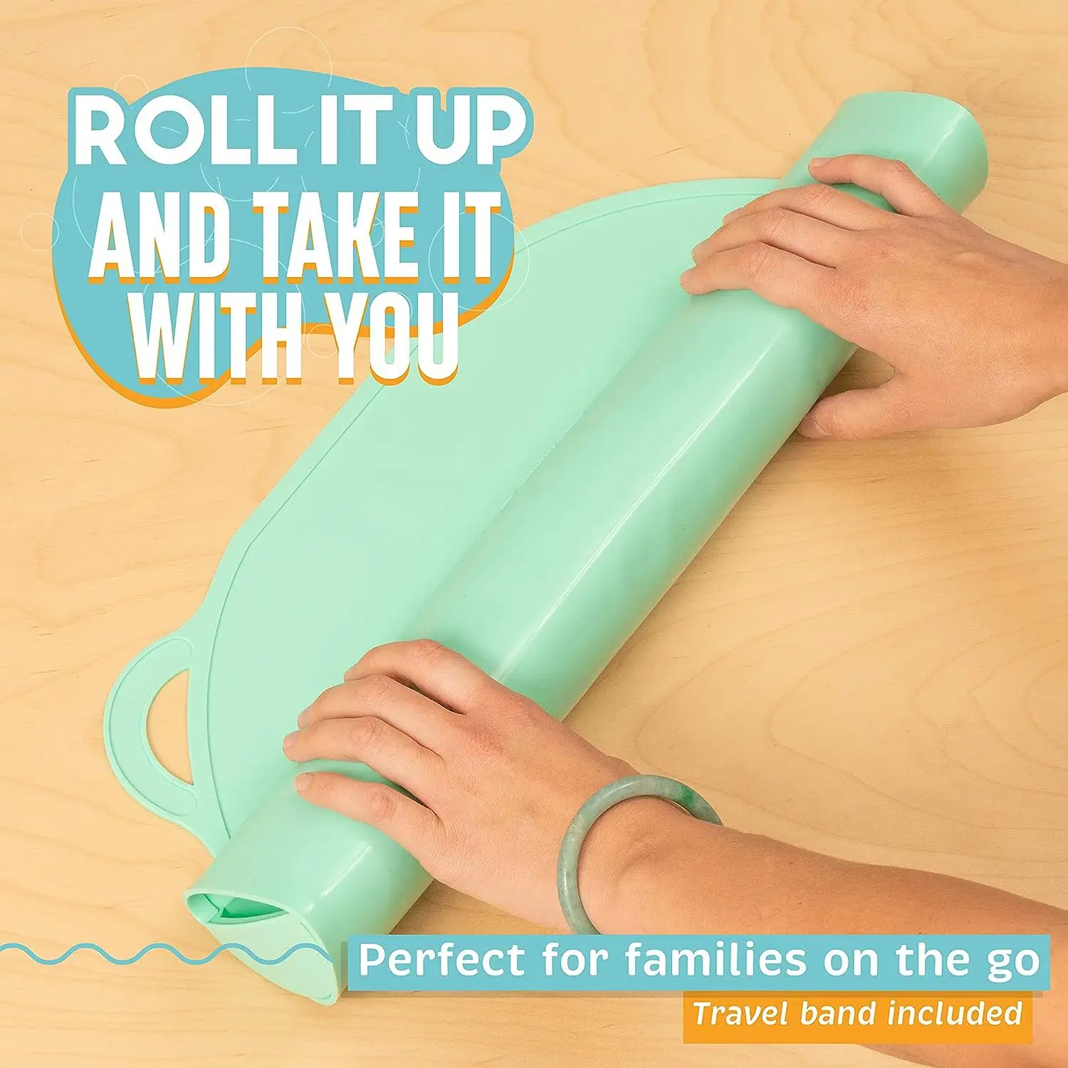Custom Silicone Dinner Mat with Catching Pockets for Restaurants and Home Child Educational Baby Nursing placemat for Cups