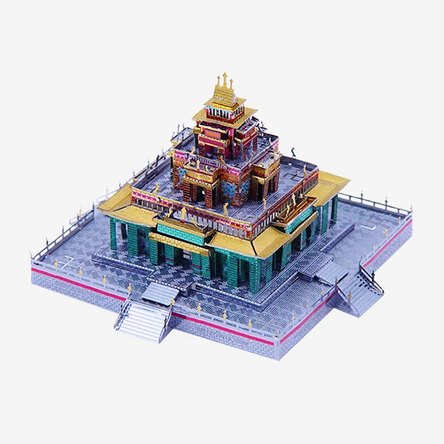 Симпатичный металлический 3D-Пазл «сделай сам» тибетский буддийский храм набор для сборки моделей сборные головоломки игрушки взрослых и детей подарок