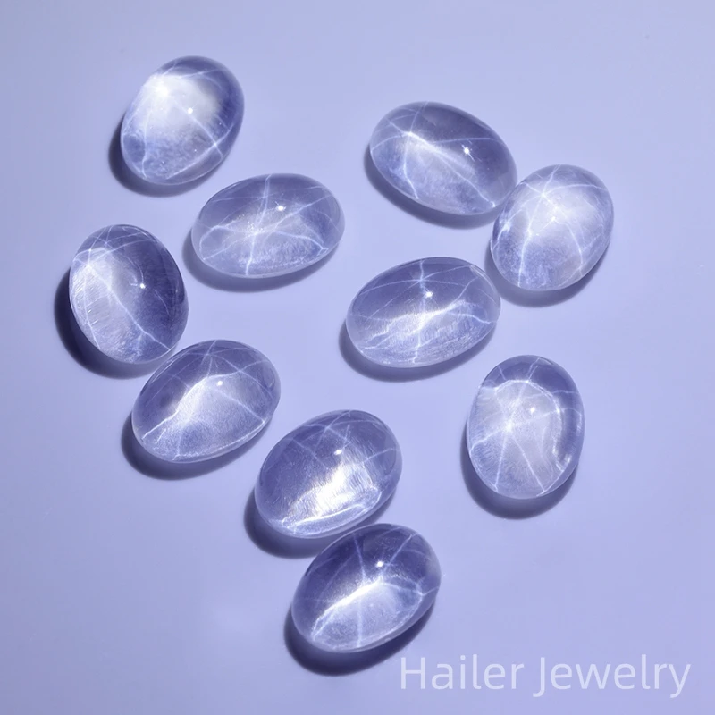wholesale oval lab created star loose white sapphires labradorite cabochon