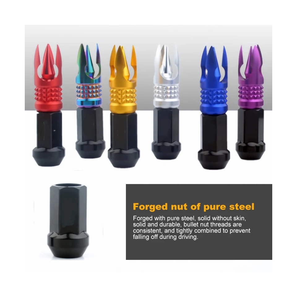 jdm Red Bullet Style Steel Wheel Lug Nuts For Wheel Rim M12X1.5 M12x1.25mm