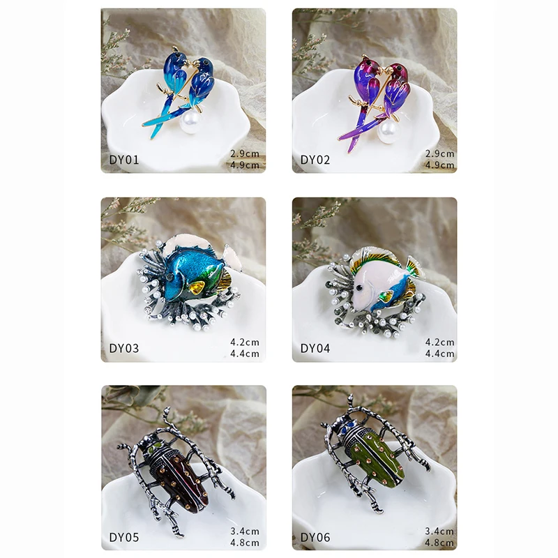 fashion cute lovely animal personality brooch pins garment decorative statement flower bird owl fish bird drip oil lapel pins