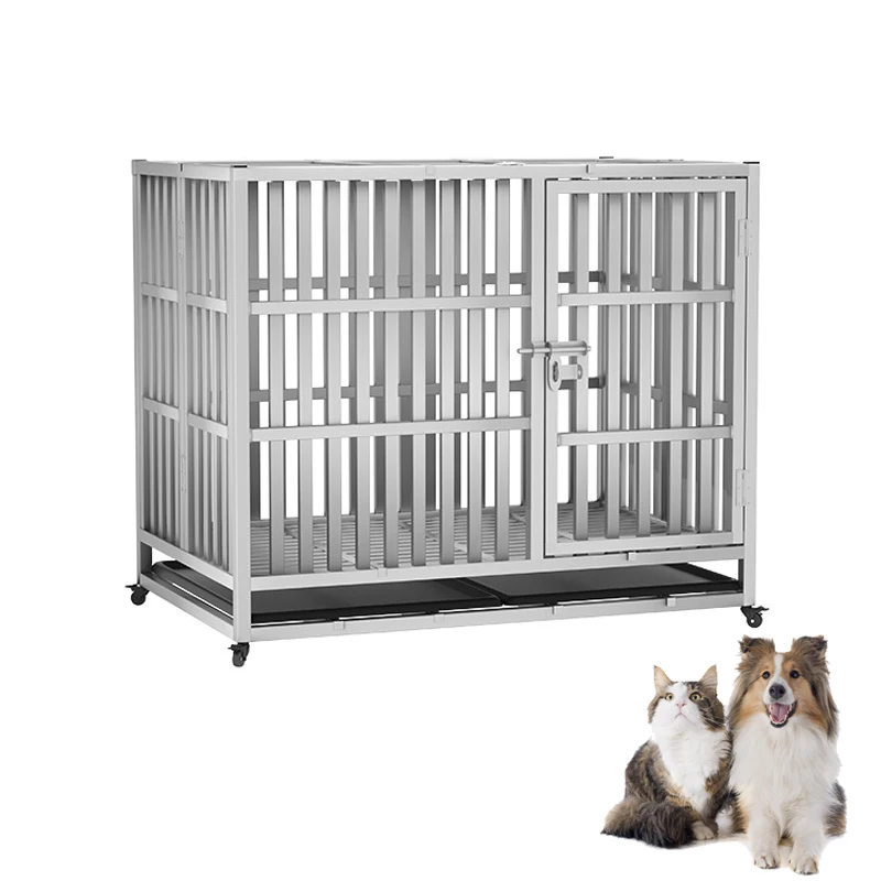 Veterinary Stainless Steel Dog Kennel Cages Heavy Duty Aluminum Outdoor Large Folding Animal Pet Dog Cage