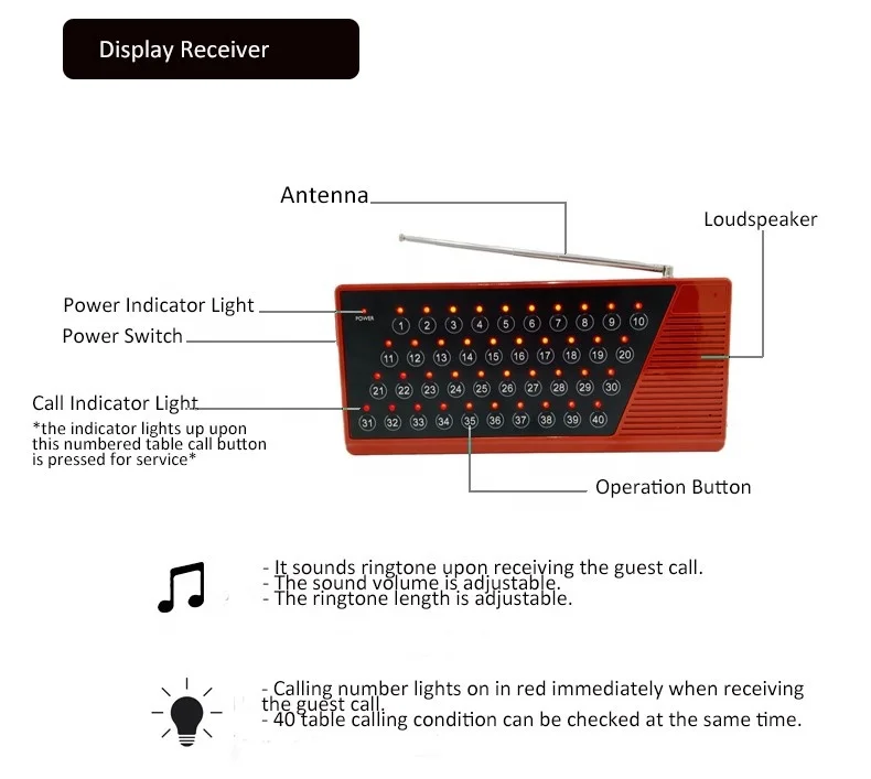 beach call center ordering paging system pager beeper wireless restaurant table buzzer with vibration and light