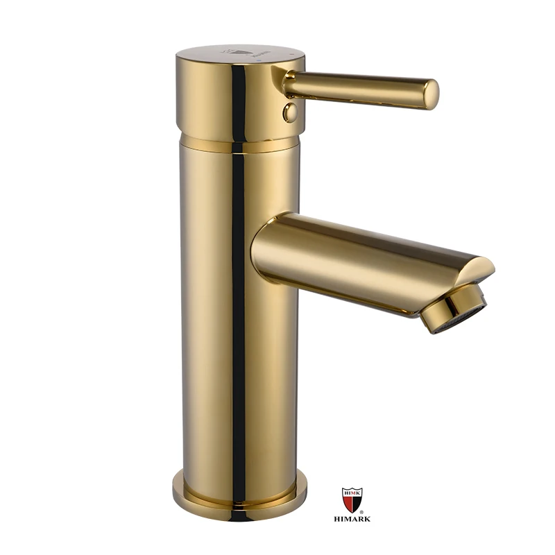 HIMARK cupc modern hot cold water single hole basin faucet single lever brass brushed gold bathroom sink mixer tap