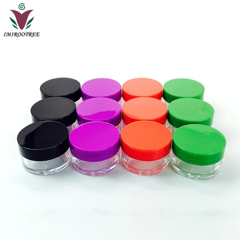 
10g 15g 20g sample black clear portable cosmetic empty jar pot box, colored makeup nail art cosmetic empty container with lid 