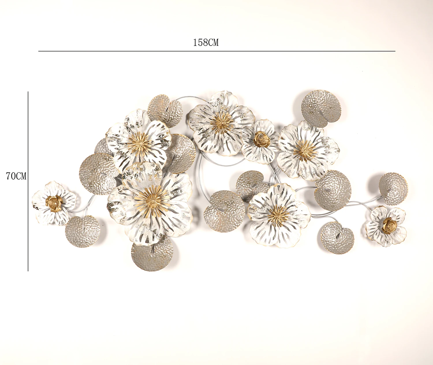 3d Silver Living Room Floral Art Flower Iron Metal Decoration Items Iron Metal Wall Hanging Decor